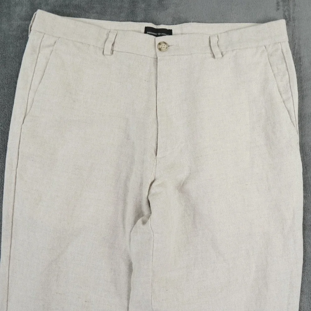 Dockers Premium D3 Linen Blend Pants Mens 36x32 Beige Coastal  Classic Fit